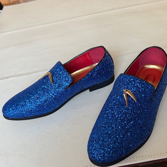#Blue glitter loafers main image 5